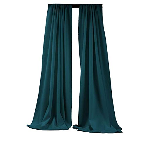 New Creations Fabric & Foam Inc, 5 Feet Wide by 10 Feet High Polyester Poplin Backdrop/Drape Curtain with 4" Rod Pocket on top, 1 Pair (Dark Teal) - color: Dark Teal