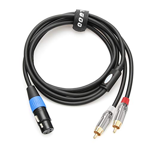 JOLGOO Unbalanced XLR Female to Dual RCA Y Splitter Breakout Cable, 1 XLR Female to 2 RCA Male Y Breakout Cable Adapter Cord, 6.6 Feet - size: 6.6 Feet, style: XLR Female to Dual RCA Male