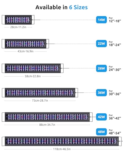 SEAOURA WRGB Programmable Aquarium Light for 36-42in Fish Tank - size: For 36'' - 42'' Tank