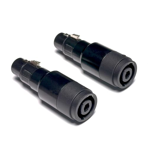 WJSTN XLR to Speakon Adapter, Black, Professional 3-Pin Female to Female Connector, 2 Pack, for PA Systems, DJ Equipment, Amplifiers, Mixing Consoles (XLR Female to Speakon Female) - style: XLR Female to Speakon Female