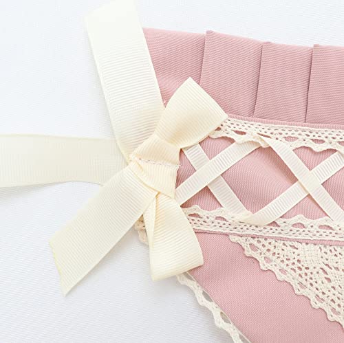 KUOIN Victorian Lace Bonnet Hat Colonial Headwear Carol Party Costume Sun Cap for Women - color: Pink