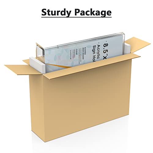 MaxGear Acrylic Sign Holder, 8.5 x 11 L-Shape Plastic Display Stand, 3 Pack | Clear Acrylic Material, L-Shape Design for Menus, Flyers and Signs, Easy Paper Insertion, Use In Office, Home, Store