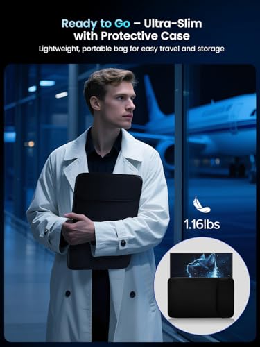 UPERFECT 18.5" 120Hz Portable Monitor, 125% sRGB Large Gaming Monitor | 1080P FreeSync 1ms IPS USB-C Mini HDMI Travel Second Screen with Kickstand, Bag, VESA, for Laptop, PC, Phone, Game Consoles - size: 18.5-Inch