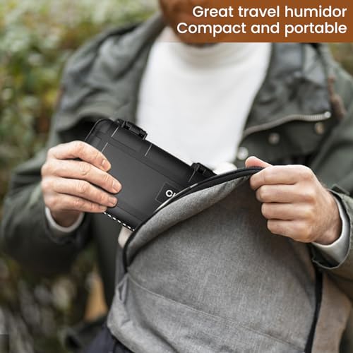 Flauno Travel Cigar Humidor Case - Portable Humidor Kit with Lighter (Without Gas), Cutter, Holder, Humidifier & Dropper, Waterproof, Crushproof, Airtight Seal (Holds up to 5 Cigars) - size: Holds up to 5 Cigars with Cigar Lighter