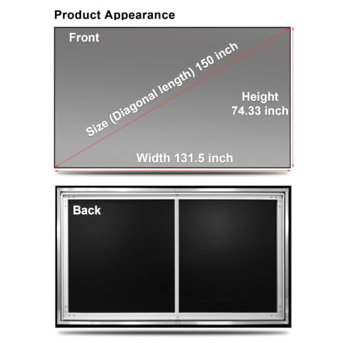 ALR Screen for UST Projector, 150" Fixed Frame Projection Screen Wall Mount - size: 150 inch
