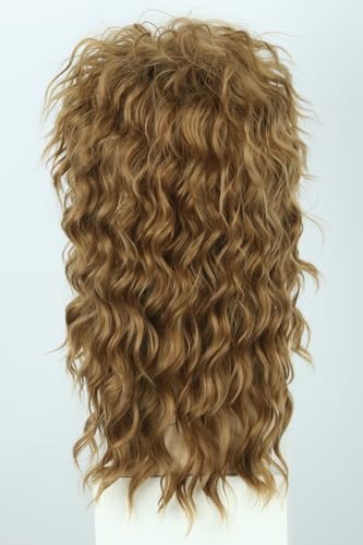 80s Wigs for Women Rock Diva Costume Wig Brown Fluffy Big Curly Mullet Wigs Punk Rock Star Cosplay Wig for Halloween Party Costume Wig - color: Brown