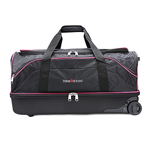 Dance Bag With Garment Rack,Dance Costumes Rolling Garment Bags For Travel,Garment Duffle Bag For Dance Competition, Wheeled Drop-Bottom Upright Luggage Closet Suitcase (28inch-Pink) - color: 28inch-Pink