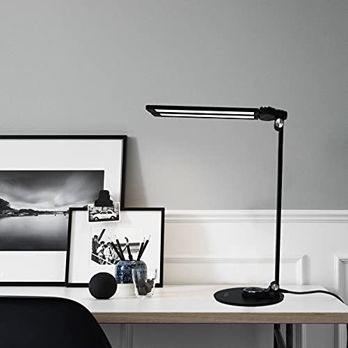 LED Desk Lamps for Home Office,Piano Lamp for Upright Piano,NULED Rotatable Aluminum Desk Lamp with USB Charging Port,Eye-Caring Reading Light/3 Lighting Modes/Brightness diammable Lamp,Silver - color: Silver