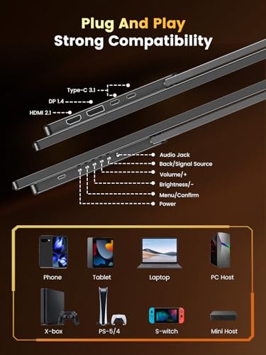 UPERFECT QLED Portable Monitor 24.5'' 500Hz FreeSync 0.1ms Gaming Monitor