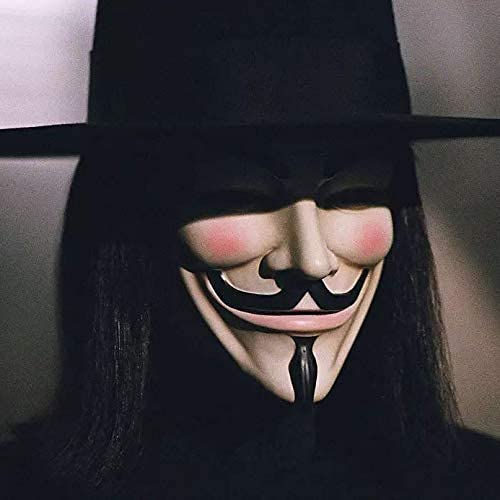 V for Vendetta Mask, NEVSETPO Quality Guy Fawkes Anonymous Hackers Mask for Cosplay, V for Vendetta Mask Costume Theme Parties Halloween Collections,Gifts, One Size Fits Most