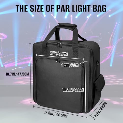 ORKELS Padded PAR Light Bag for 8 Lights, Stage Lighting Carry Case - size: 8 Par Lights Bag