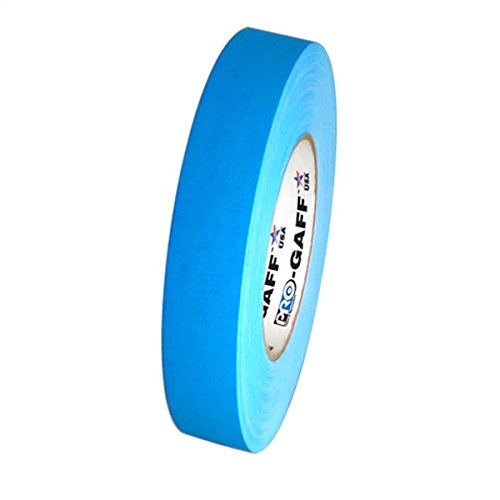 PRO Tapes & Specialties Pro Gaff Matte Cloth Gaffer's Tape with Rubber Adhesive, 11 mil Thickness, 55 Yard Length (Fluorescent Blue, 1inch (Pack of 48))