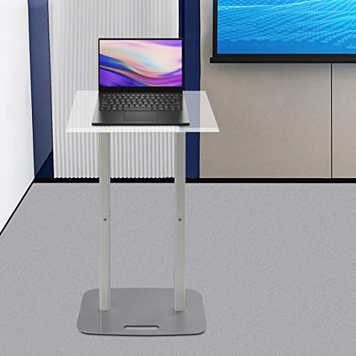 Church Pulpit, Conference Presentation Stand, Clear Acrylic Podium Silver Iron Body and Base 46.46 Inch Height Floor Standing Lectern Pulpit Desk, for Church, Classroom, Church Speech