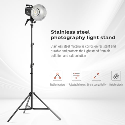 Godox Light Stand 112in/9.3' Photography Heavy Duty Light Stand | with 1/4” to 3/8” Universal Screw Carry Bag Portable for Photography Studio Portrait Shooting - size: 112in