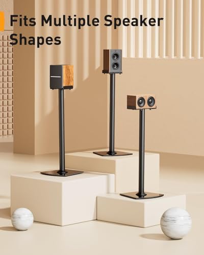 Perlegear Universal Speaker Stands Pair with Cable Management, 33.6 inch Speakers Stands for Bookshelf Speakers, Satellite Speakers & Surround Sound Speaker Holds to 22lbs (PGSS2)