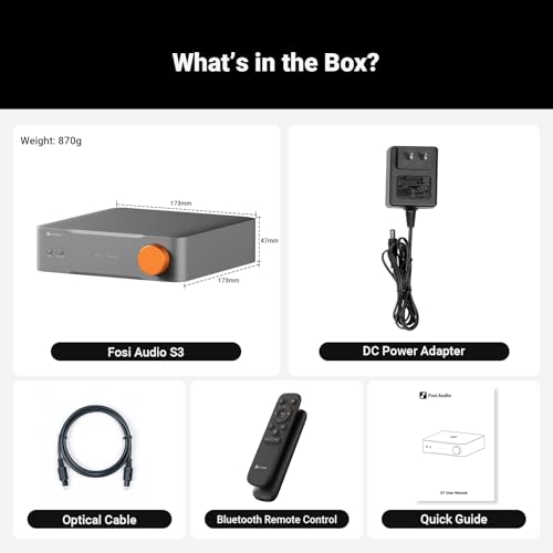 Fosi Audio S3 HiFi Music Streamer DAC Preamp, AK4493SEQ DAC Wi-Fi 6 Bluetooth 5.3, Digital Transport with XLR Balanced/Optical/Sub Out/HDMI eARC, AirPlay 2 Spotify Connect Tidal, 10-Band EQ