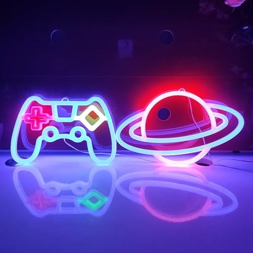 JYWJ Planet LED Neon Signs Desktop Wall Decoration Light | USB or Battery Powered, 3-AA Battery Option, Party Decoration, Business Decor Use, Desktop & Wall Mount - style: Planet