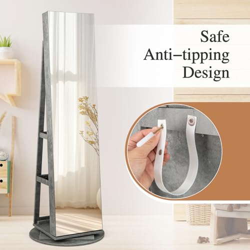 LOKO 360° Swivel Jewelry Cabinet, Lockable Jewelry Organizer (Stone Gray) - color: Stone Gray