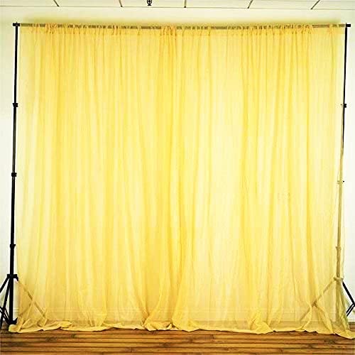 New Creations Fabric & Foam Inc, Fire Retardant/Resistant, Sheer/See Through Voile Chiffon Backdrop Drape Panel Room Divider, Pipe & Drape (1 Panel Seamless 10 Feet Wide x 10Feet Long, Yellow) - color: Yellow, size: 1 Panel Seamless 10 Feet Wide x 10Feet