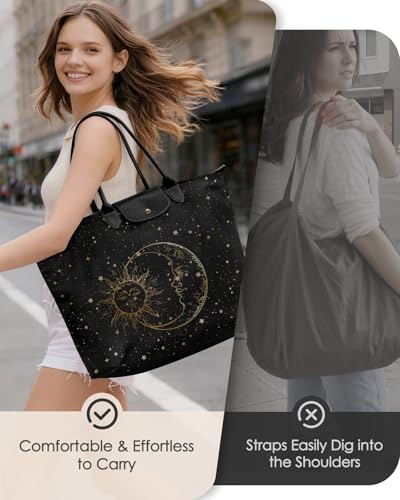 Miss Adola Aesthetic Nylon Tote Bag for Women | Lightweight, Foldable, Waterproof, Large Capacity for Travel, Work, Teacher - color: Starmoon