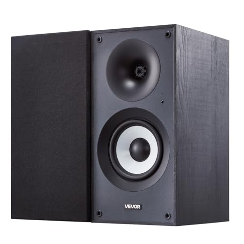 VEVOR Powered Bookshelf Speakers, 25W x 2, Active Studio Monitor Speaker with 5.5 Inch Woofer, Bluetooth/RCA/Coaxial/Optical/USB/Subwoofer Connection, Wooden Enclosure, for Record Player Turntable PC - size: 5.5 Inch, style: Active Bookshelf Speakers
