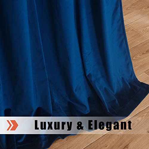 Midnight Blue Velvet Curtains Elegant Window Drapes for Living Room 84 Inch Long Light Dimming Room Panels Privacy Grommet Bedroom Sliding Door Backdrops Wedding, Set of 2 (Midnight Blue) - color: Midnight Blue