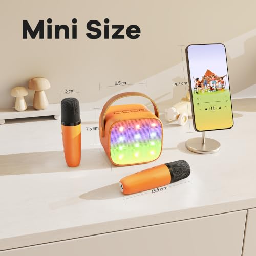 YLL Karaoke Machine for Kids, Toy Birthday Gifts for Girls Ages 4-12 Years - color: Orange