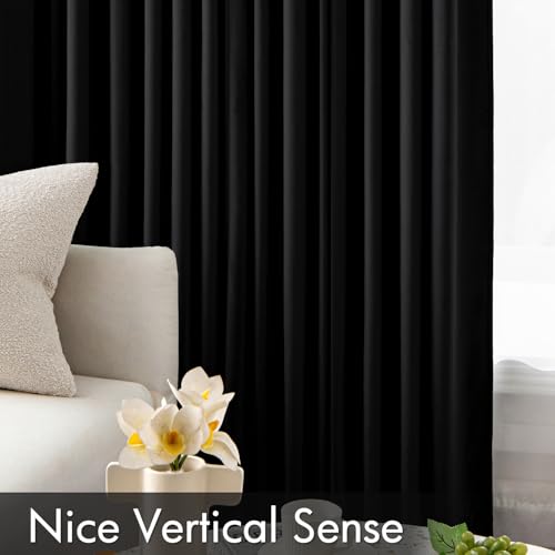 MIULEE Black Velvet Blackout Curtains 84 Inch Long 2 Panels, W40 x L84 | Luxury Super Soft, Thermal Insulated, Room Darkening Drapes, Rod Pocket Design, Window Curtains for Bedroom Living Room - color: Black, size: 40"W x 84"L (Pack of 2)