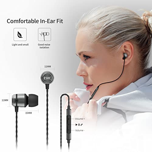 SoundMAGIC E50C Wired Earbuds, with Mic, in-Ear Monitor, 3.5mm, Gunmetal - color: Gunmetal
