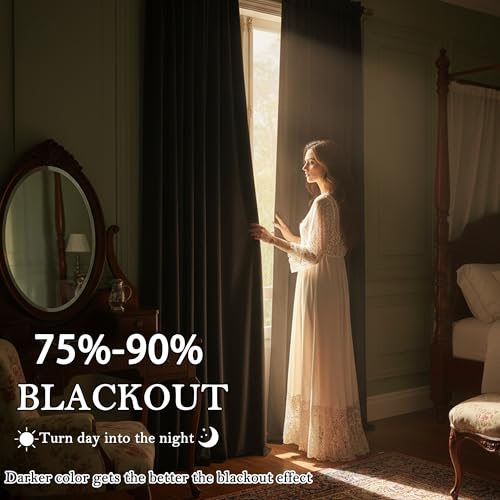 Timeper Blackout Velvet Curtains - Light Blocking Black Velvet Drapes Heat Insulated Privacy Assured for Basement, Hallway, Living Room, Black, W52 x L72, 2 Panels - color: Black, size: 52"W x 72"L (Pack of 2)