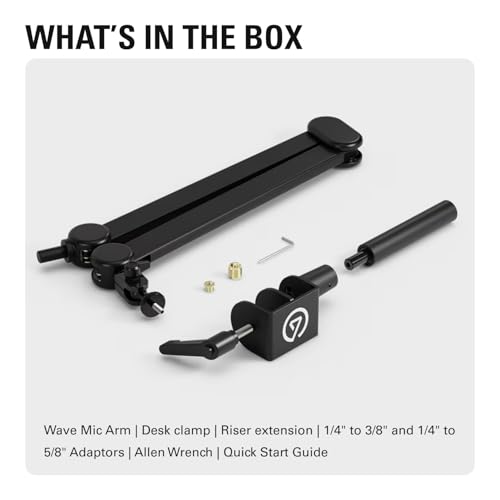Elgato Wave Mic Arm MK.2, Studio Boom Arm for Microphones | Rises above monitors or stays low profile, Silent operation, Slim all-metal design, Padded clamp fits tight spaces
