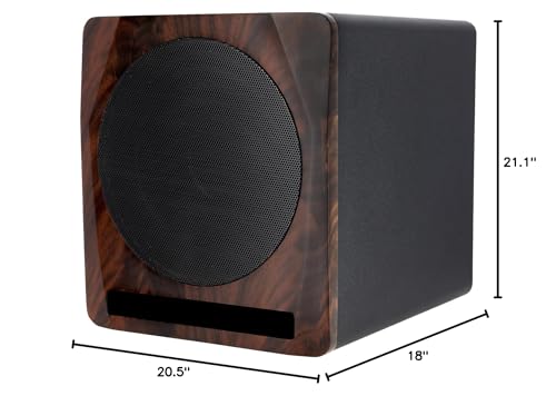 Rockville APM10D Active Studio Subwoofer in Dark Wood, 10", 400W, MDF Wood, RCA/XLR/Optical, Front-Firing Port, Perfect for Studios and Music Production - color: dark wood
