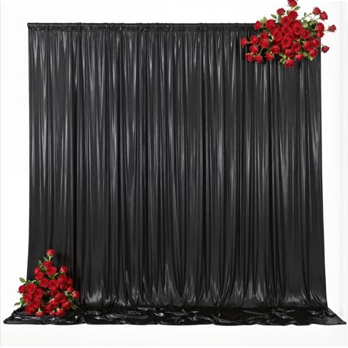 10x10ft Black Shimmer Backdrop Curtains Wedding Party Glitter Sequin Curtain Backdrop Fabric Drapes Backdrop Bridal Baby Shower Birthday Christmas Photoshoot Background Photography 5x10FT,2 Panels - color: Black, size: 10ft X 10ft(2 Panels 5ft X 10ft)