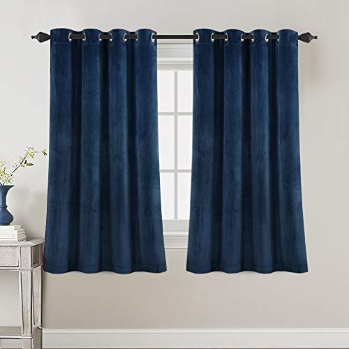 H.VERSAILTEX Room Darkening Velvet Curtains for Bedroom, 63 Inch, Navy - color: Navy, size: 52"W x 63"L (Pack of 2)