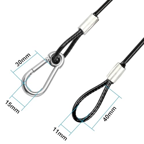 20 PCS 2 ft Stage Lighting Safety Cable with Loops, Black (Pack of 2) - size: 25"(65cm) (Pack of 2)