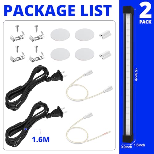 395NM Black Light Bar 18W, UV Blacklight Strip for Glow Party, Linkable LED Black Lights with ON/Off Switch, for Uranium Glass Curio Dispaly Cabinetry Halloween, 15.8Inch, 2Pack - style: 395NM-2Pack