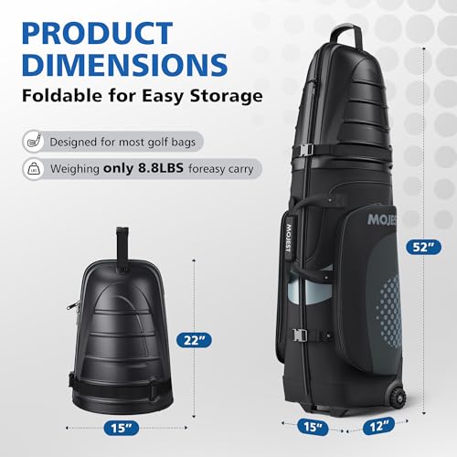 Golf Travel Bags for Airlines with Wheels, Hard Case Top and 1680D Heavy Duty Oxford Protect Golf Clubs, Lightweight and Easy to Maneuver - color: Black & Gray
