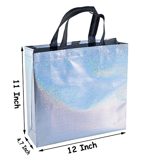 6 Pcs Iridescent Reusable Large Gift Bags with Handles for Party Wedding - color: Iridescent