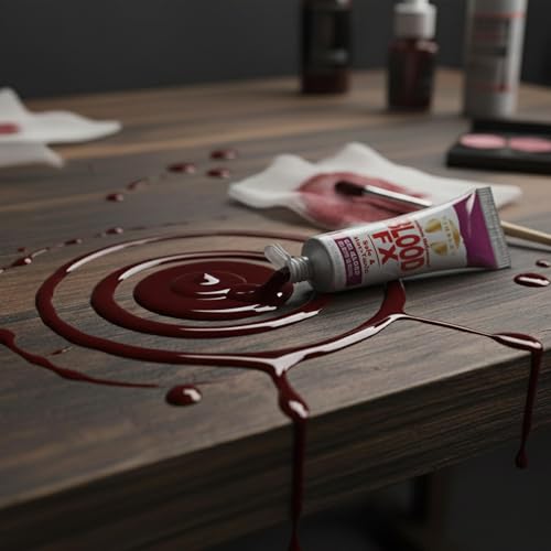 Blood FX Thick Drying Fake Blood Gel for Realistic Special Effects Makeup – Dark Red, Fast Drying, Ideal for Halloween, Theater, Film, and Costume Use