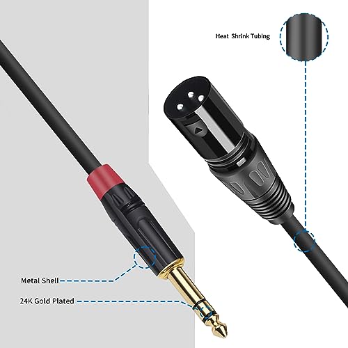 (2PACK/10FT) XLR to 1/4 TRS Stereo Adapter,XLR Male to 1/4 Inch (6.35mm) Balanced Microphone Stereo Audio Converter AdapterCable,3 Pin XLR to Quarter inch TRS Plug Mic Cord for Dynamic Microphone - size: 10Feet