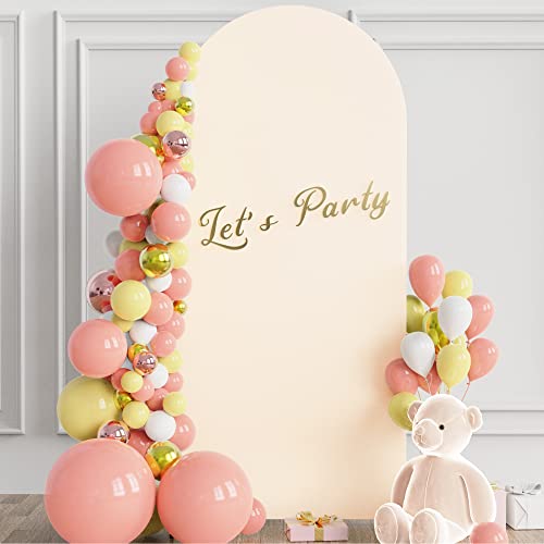 Wokceer 6FT Arch Backdrop Stand and Cover Set,Arch Stand with Beige Cover - color: Beige, size: 6x2.6FT