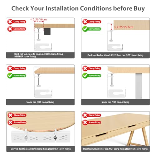 Univivi Under Desk Cable Management Tray, Cable Management, 32 inch, White | Durable Steel Material, Under Desk Cable Tray with No-Drill C-Clamp and Screw Mount, Wire Management for Office/Home - color: White, size: 32"