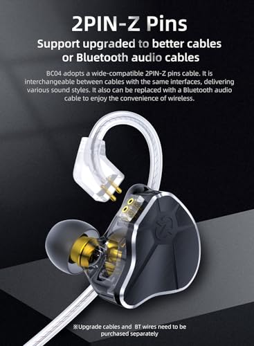 Kinboofi Bass Wired Headphone,CCZ BC04 Custom High-Frequency BA IEM Headphone, Stereo Sound IEM Earbuds Earphone with Oxygen-Free Copper Silver-Plated Cable for Musician System (No MIC, BC04-Silver)…