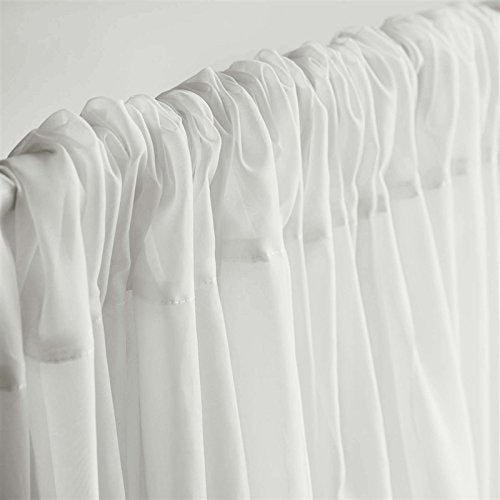 TABLECLOTHSFACTORY 10FT Fire Retardant White Sheer Voil Curtain Panel Backdrop - Premium Collection - color: White, size: 120"W x 120"L (Pack of 1)