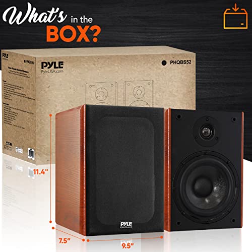 Pyle 5.25" Home Audio Speakers, 2-Way Passive Bookshelf, 200W Max Power, 1" Silk Dome Tweeter, Composite Woofer, Gold Plated 5 Way Binding Post, Rubber Surrounds, Beautiful Wood Grain Finish - Pair - color: Natural, size: 5.25 inch
