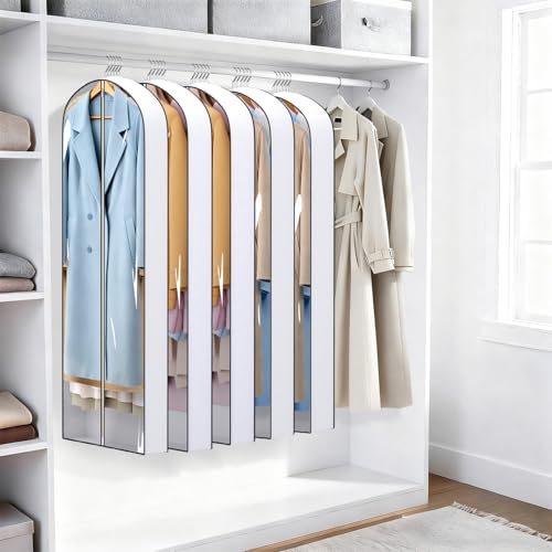 SLEEPING LAMB 60" Long Hanging Garment Bags for Closet Storage Gusseted Clear Dress Bag for Clothes, Gowns, Coats, Suits, 5 Packs - size: 60"