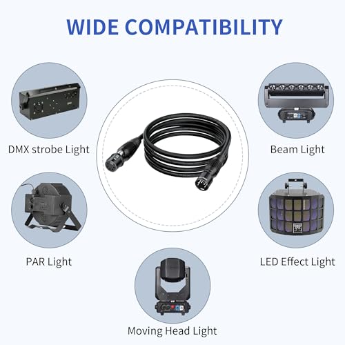 SMALL-EYE 5 Pin DMX Cables 6 ft 6-Pack, 4-Core Male to Female | 116Ω Optimized Impedance, Stable Signal Transmission, Reliable Connector Fit, Professional Lighting Systems - size: 6 feet -6 Packs