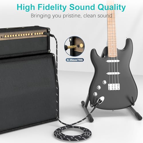 1/4 Inch TRS Cable 2-Pack 20FT, Quarter Inch 6.35mm Balanced Stereo Audio Cable, 1/4 to 1/4 Guitar Cables for Electric Guitar Bass Keyboard Mixer - size: 20 FT