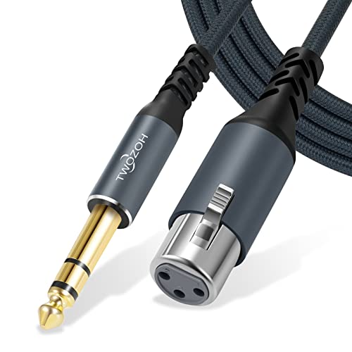 Twozoh Short XLR Female to 1/4 TRS Cable 1FT 2 Pack, Braided 6.35mm Stereo Jack Balanced to 3pin XLR Microphone Cable - color: 1/4 to XLR Female 2-Pack, size: 1FT