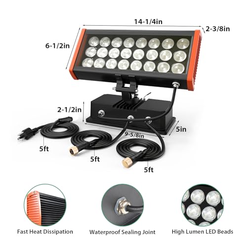 Programmable LED Wall Washer Light, 168W Smart RGBCW LED Floodlights | Linkable, AC120V, Dimmable, Group or Individual Control via APP, Timing & Music Sync, IP65, Outdoor & Indoor Lighting